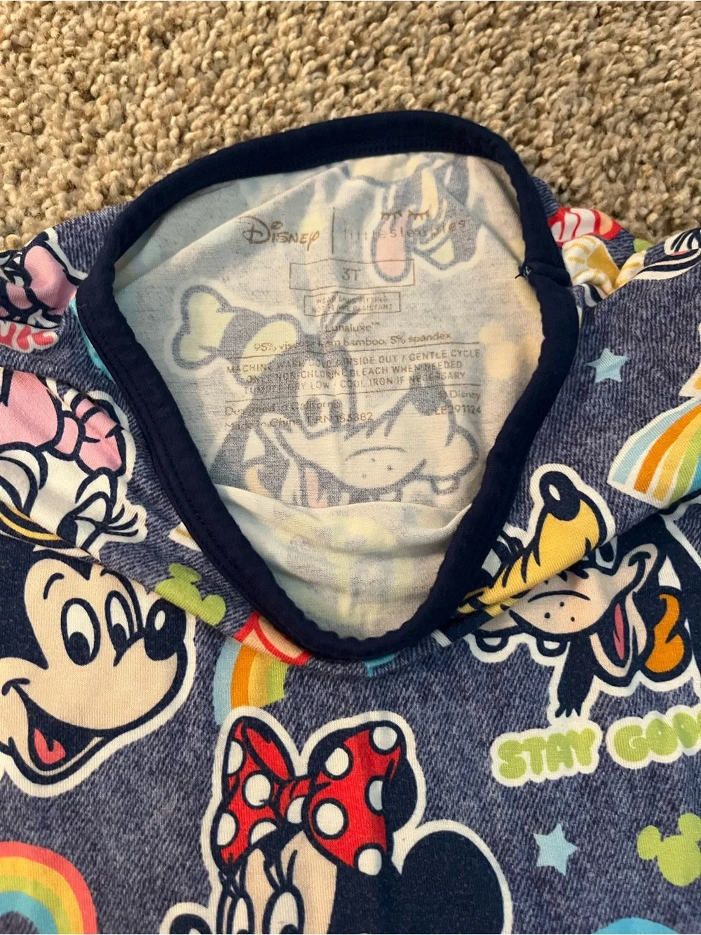 Little Sleepies Navy Blue Mickey & Friends Pajama Set with Colorful Accents